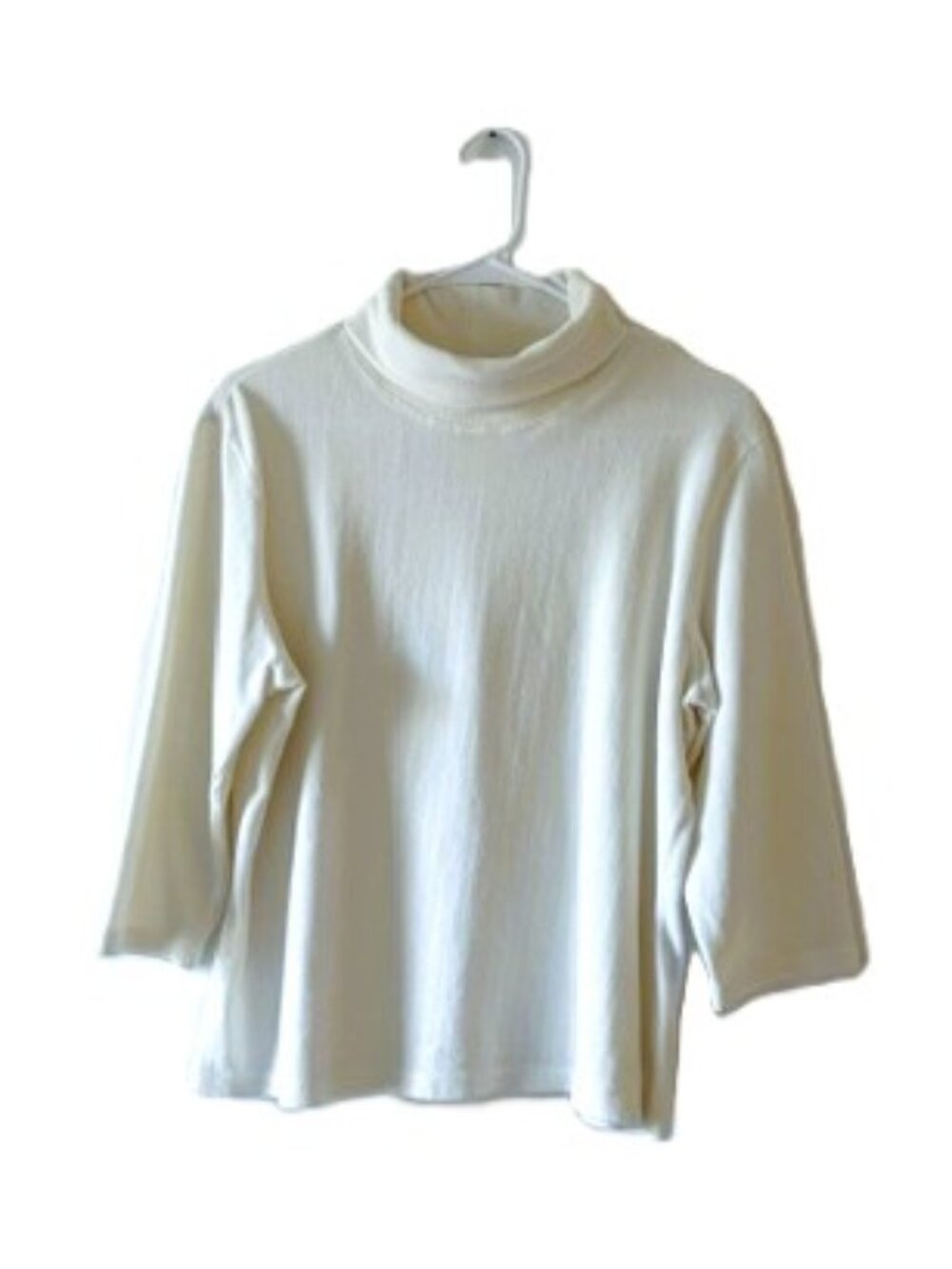 J. Jill Cream-Colored Corduroy Turtleneck Shirt with 3/4 Sleeves